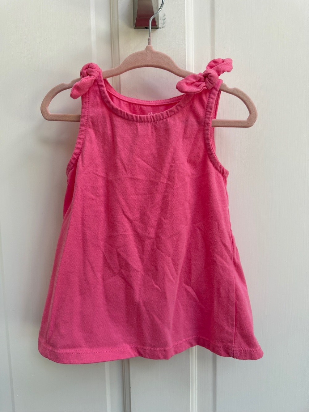 okie dokie 4T Girls Hot Pink Knot-Shoulder Tank Top Shirt Blouse